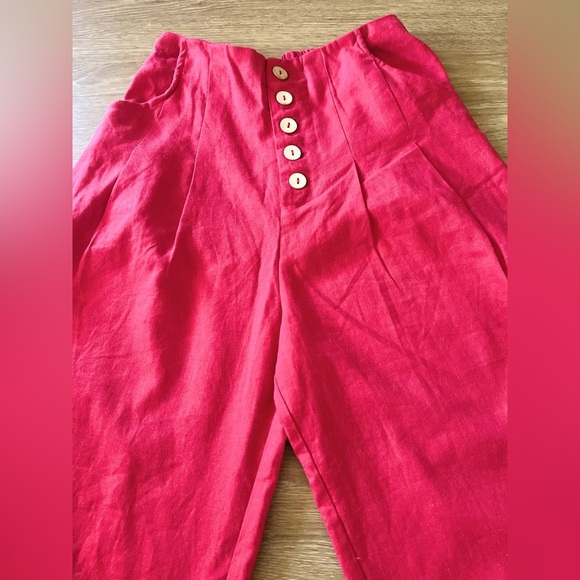 Miami for Francesca’s Casual Red High-Waisted Wide-Leg Bottoms - Picture 3 of 8